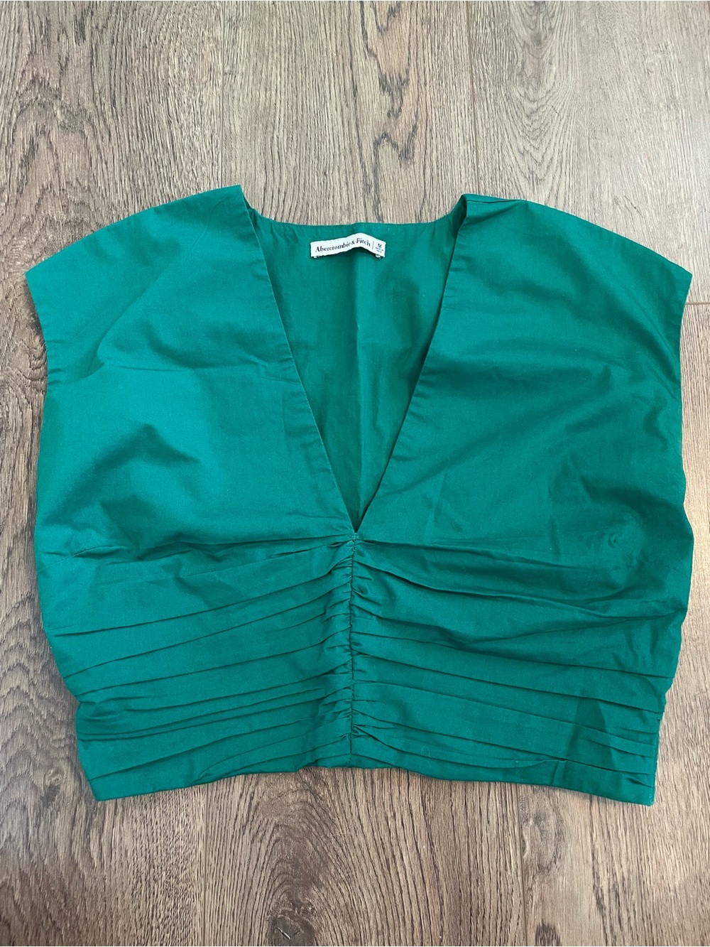 Abercrombie and Fitch Green V-Neck Ruched Front Women’s Top Size M